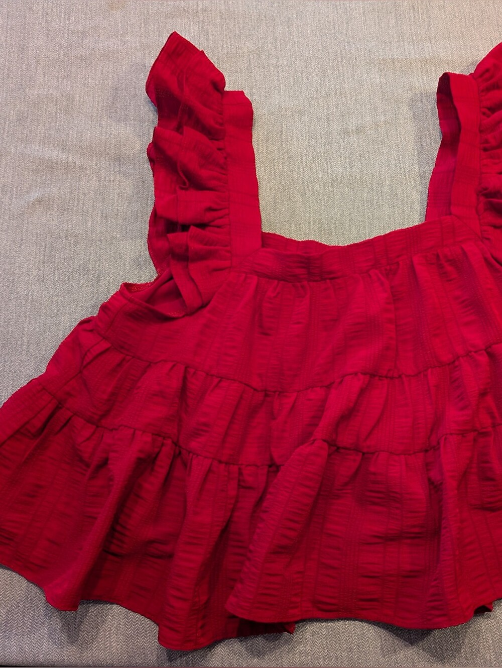 En Saison Red Ruffled Babydoll Tiered Tank Top Red Size Medium M